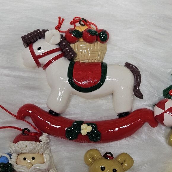 Vintage Christmas Ornaments Mixed Baked Clay Dough Spagetti Trim Bundle Set 5/C - Picture 10 of 12